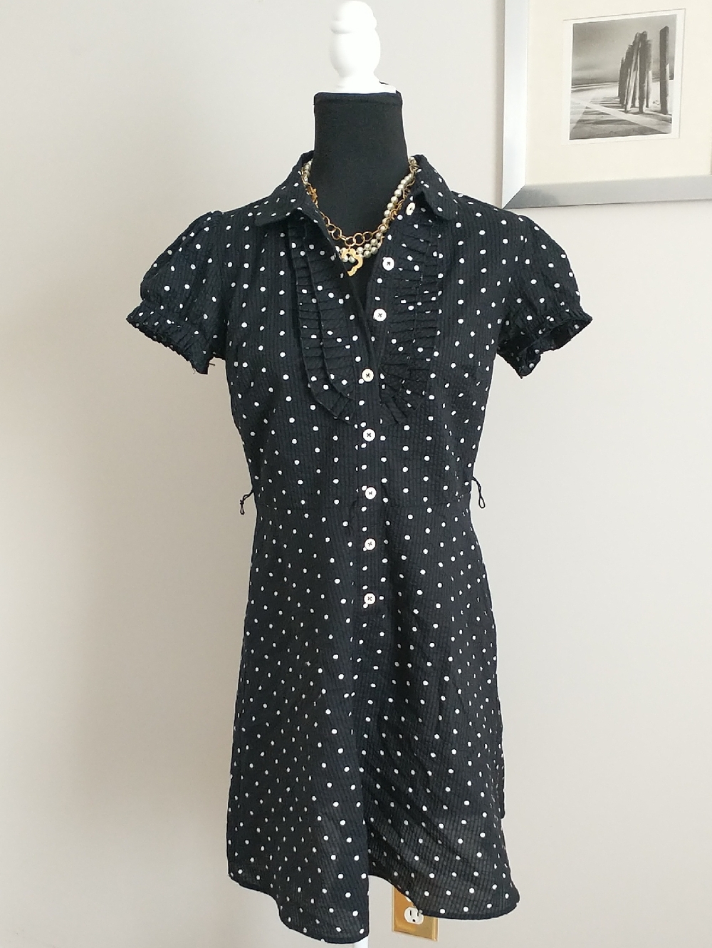 A. Byer Black and White Polka Dot Ruffle Mini Women’s Juniors. Size 11